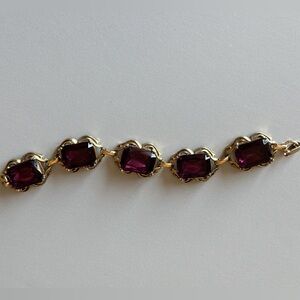 Vintage amethyst purple glass link bracelet